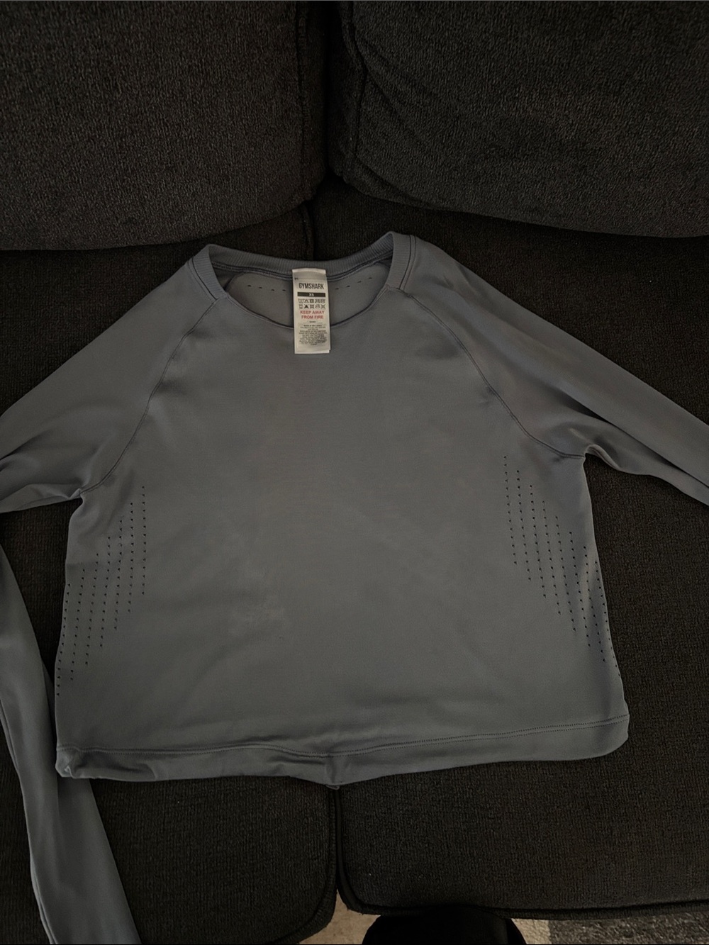 Gymshark Women's Slate Blue Crop Long-Sleeve Top